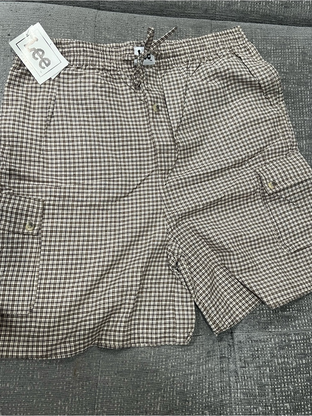 Lee Plaid Elastic-Waist Cargo Shorts